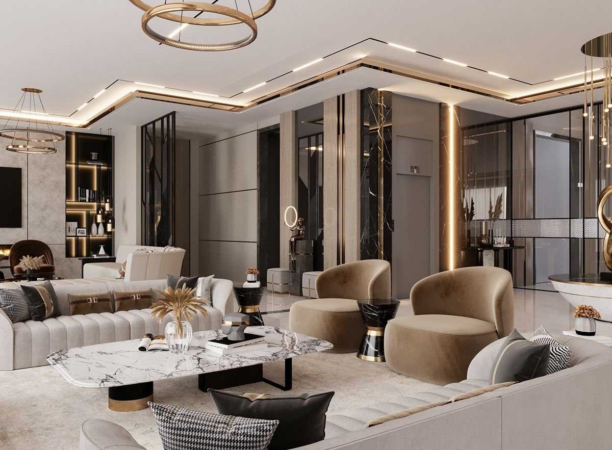 luxury living room design dubai